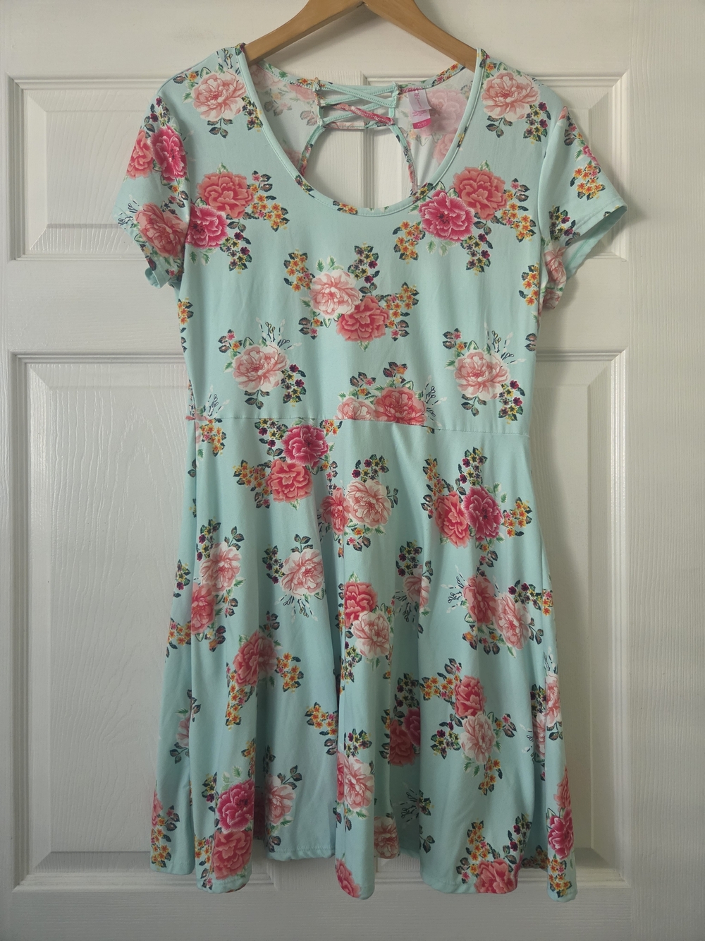 No Boundaries Mint Floral Dress with Pink and Coral Accents Women's XL - Picture 1 of 7